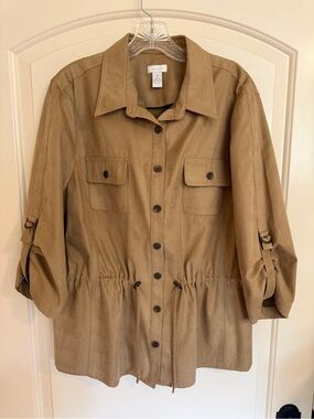 Chico's Tan Drawstring Utility Jacket Size 3, or XL
